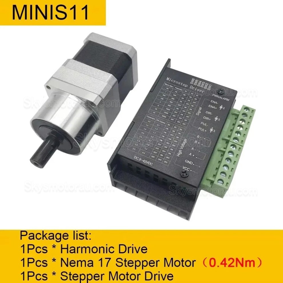 MINIS/MINIF Series Harmonic Stepper Motor with Ratio 30:1/50:1/100:1 Harmonic Gearbox