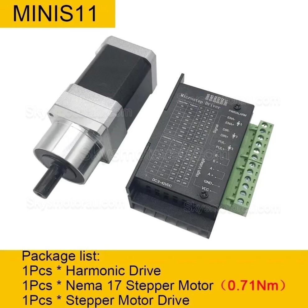 MINIS/MINIF Series Harmonic Stepper Motor with Ratio 30:1/50:1/100:1 Harmonic Gearbox