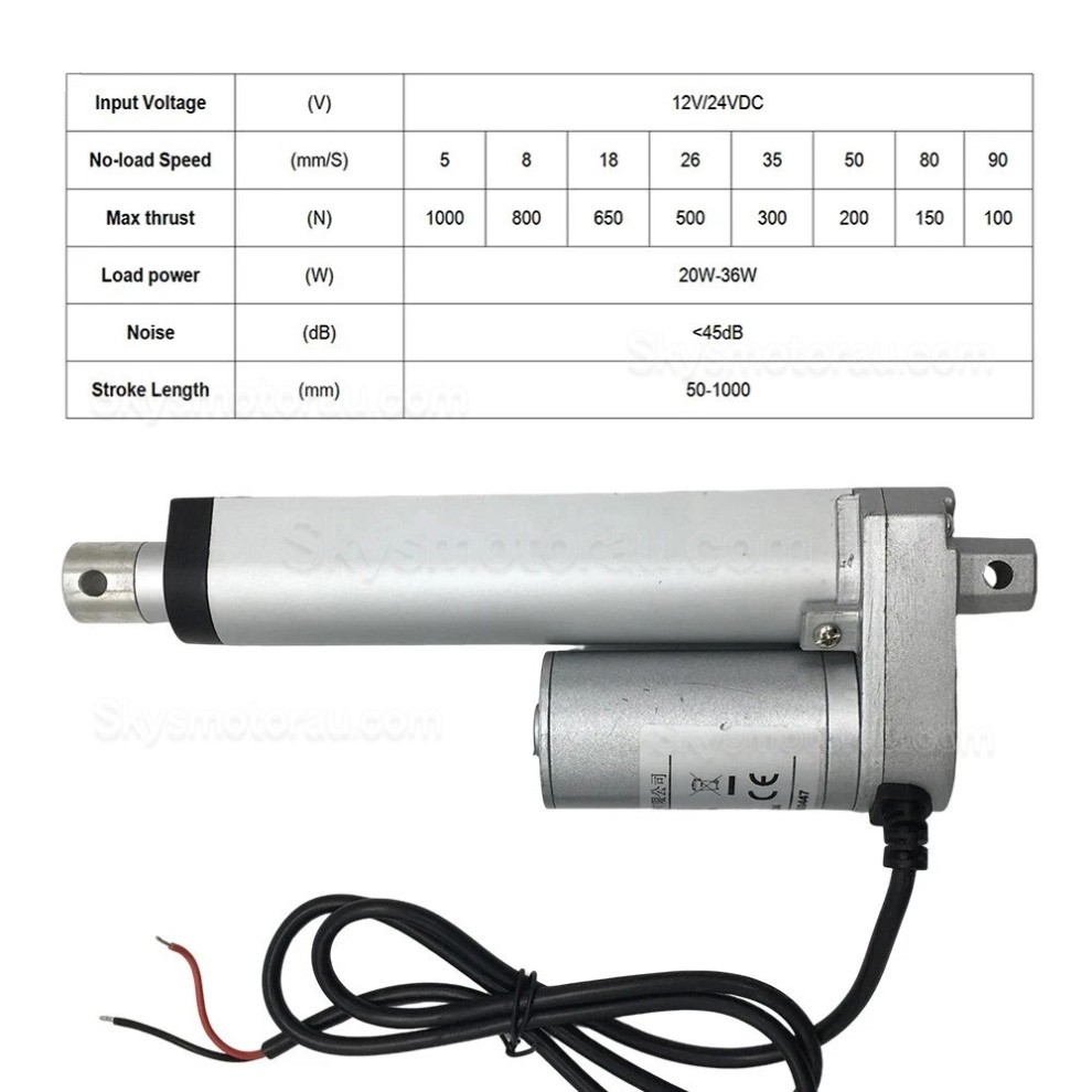 12V/24V Electric Linear Actuator OSP001608 20-36W Stroke Lenght 50-1000mm