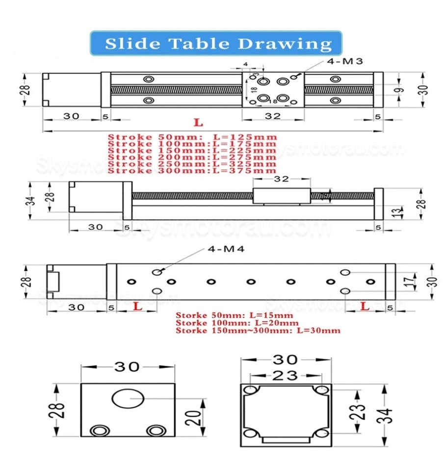 Motorized Linear Stage OSP001607 CNC Trapezoidal Screw Slide Table with Nema 11 Stepper Motor