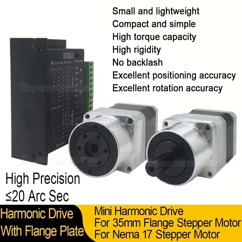 MINIS/MINIF Series Harmonic Stepper Motor with Ratio 30:1/50:1/100:1 Harmonic Gearbox