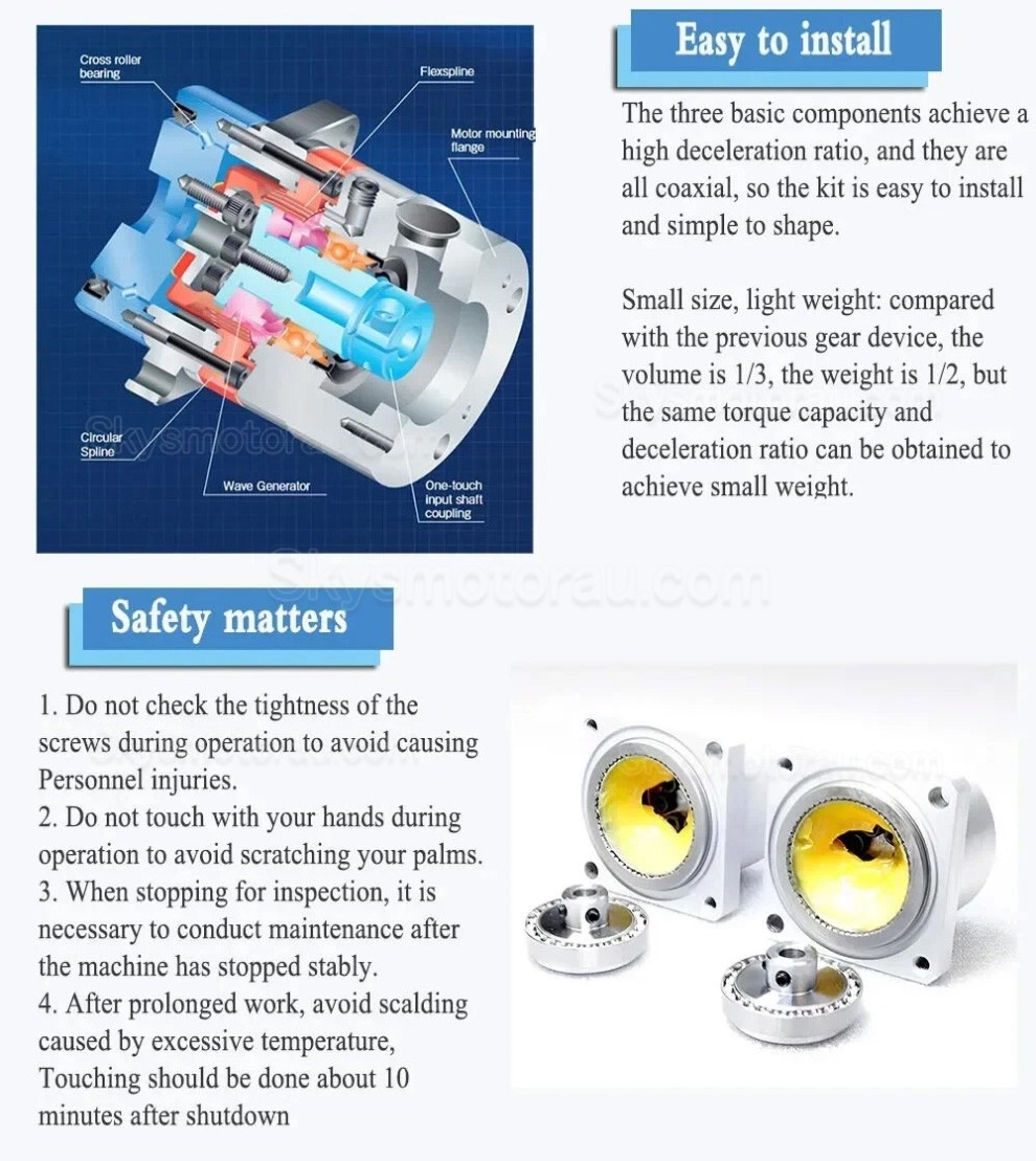 MINIS/MINIF Series Harmonic Stepper Motor with Ratio 30:1/50:1/100:1 Harmonic Gearbox