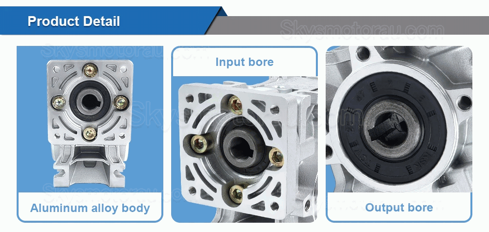 NMRV030 Worm Drive Gearbox 5:1 10:1 20:1 30:1 50:1 Fit Nema 23 Stepper / Servo Motor