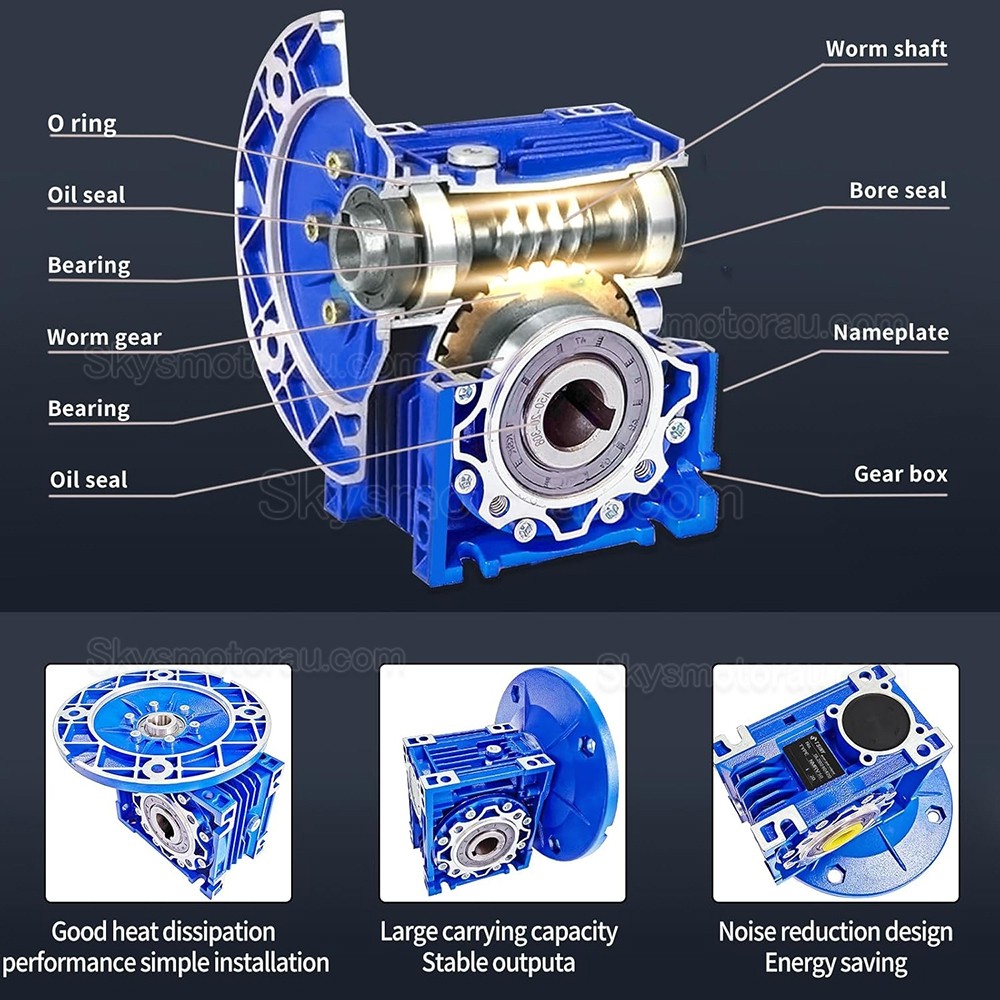 RV050 80B14/80B5 Round Worm Gearbox Ratio 5:1 10:1 15:1 20:1 30:1 Input 19mm