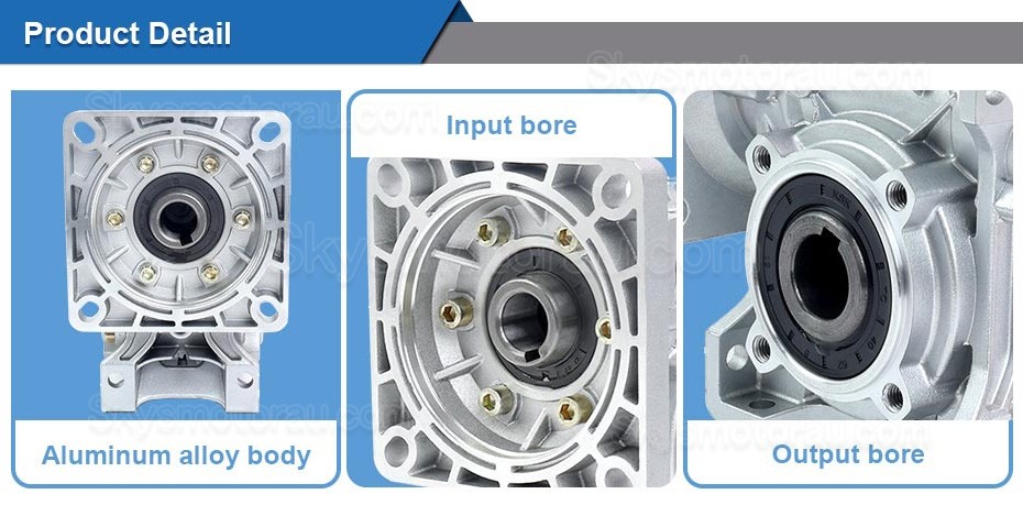 NMRV050 Worm Drive Gearbox Ratio 5:1/10:1/20:1 Fit Nema 42 Stepper Motor