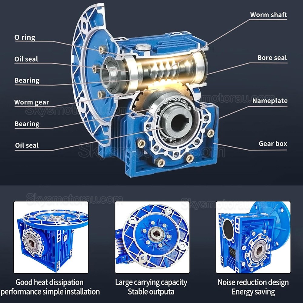 RV063 80B5/90B14 Round Worm Gearbox Ratio 7.5:1 10:1 15:1 20:1 30:1 Input 19mm/24mm