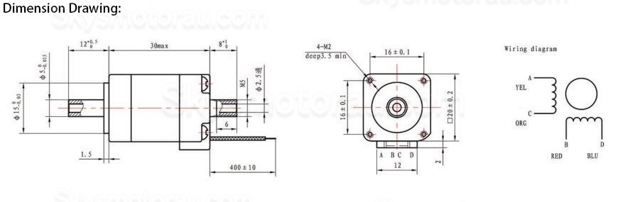 Oukeda OK20HC30-NK2.5-HM5 NEMA8 Hollow Shaft Stepper Motor 1.8Ncm 0.6A 1.8 Deg 4Wires