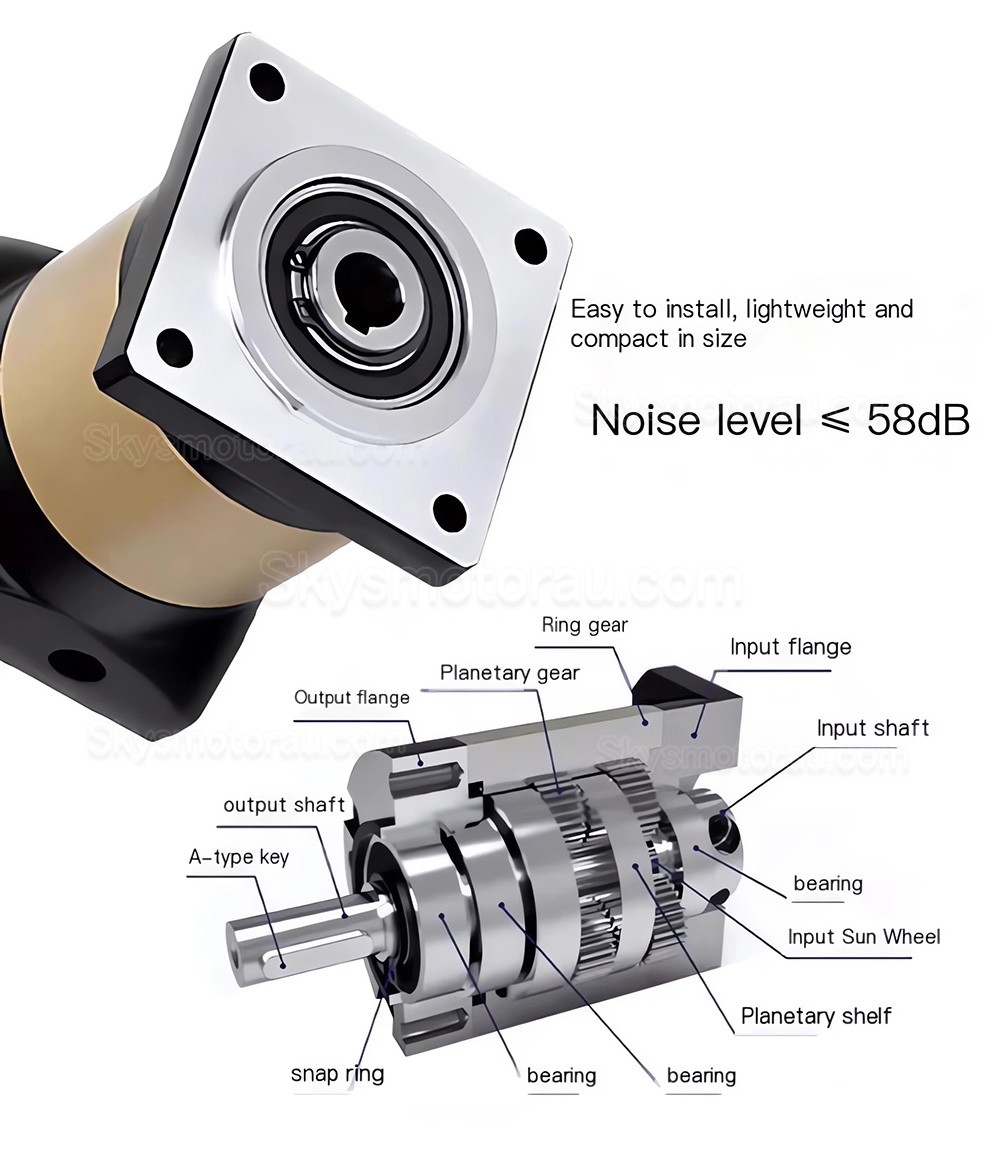 PFN60-160 Series Hollow Hole Output Planetary Gearbox Ratio 3:1 - 100:1 Fit NEMA 23, 34 Stepper Motor 80/110/130/180mm Servo Motor