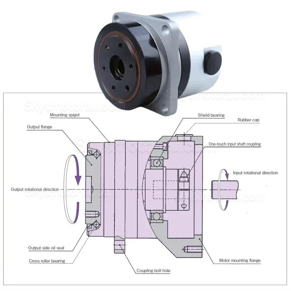 PG Series 50:1/80:1/100:1 Harmonic Gearbox 20 Arc-sec