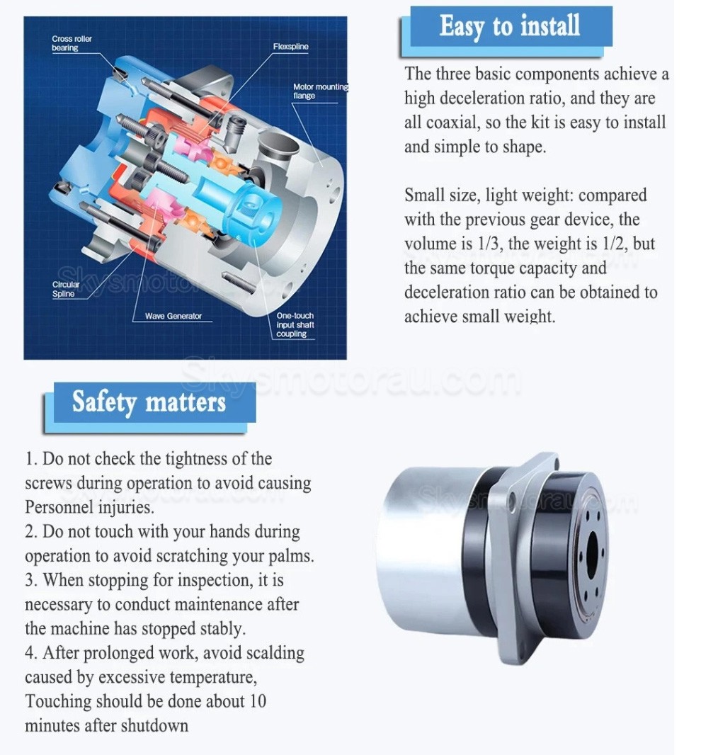 PG Series 50:1/80:1/100:1 Harmonic Gearbox 20 Arc-sec