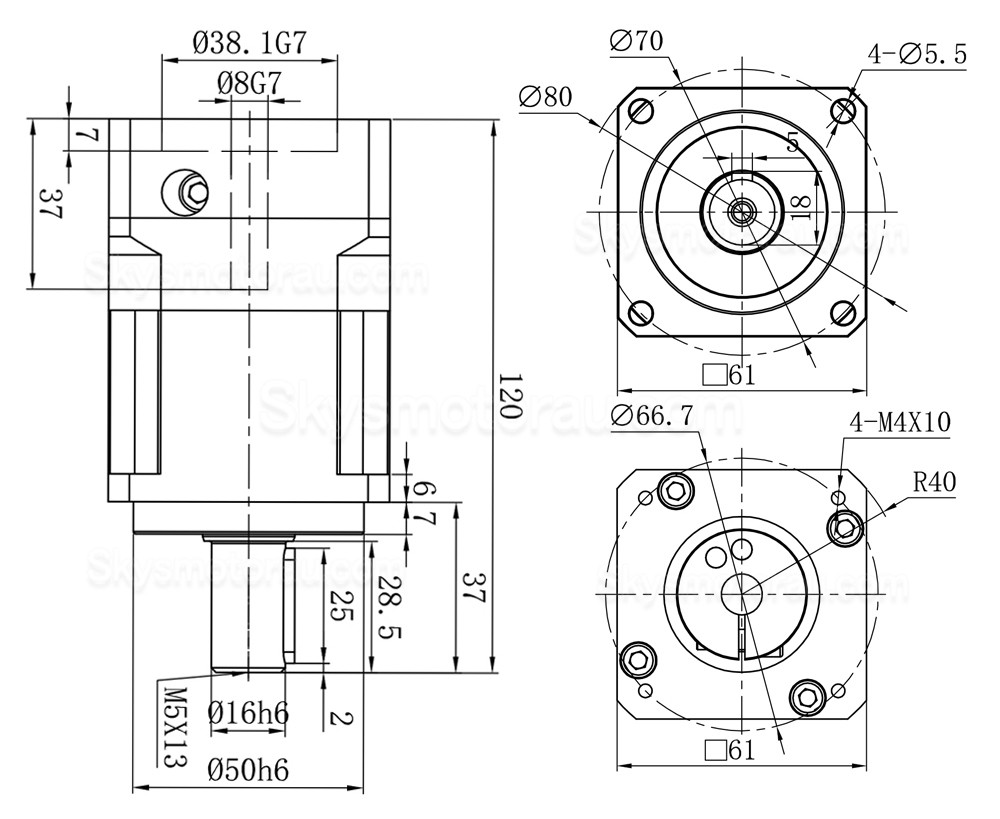 PGH60 Series Helical Planetary Gearbox PGH60-L1SW-Stepper Ratio 10:1 for Nema 23,24 Stepper Motor