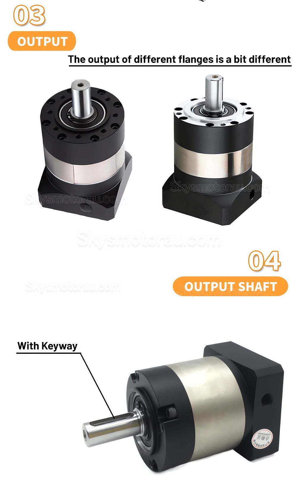 PLE042 Series Planetary Gearbox Ratio 4:1 - 100:1 for NEMA17 Stepper Motor / 40mm Servo Motor 50W 100W