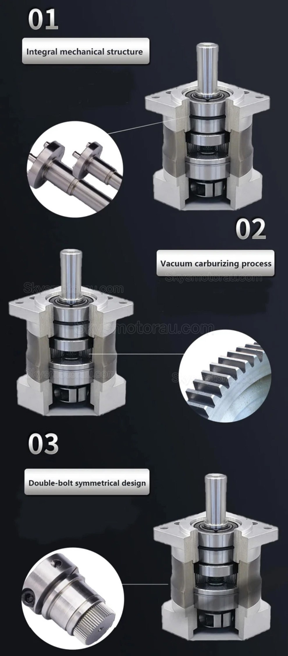 PLF120 Series Nema 42 Planetary Gear Box Ratio 3:1 - 100:1 Input Shaft 19mm