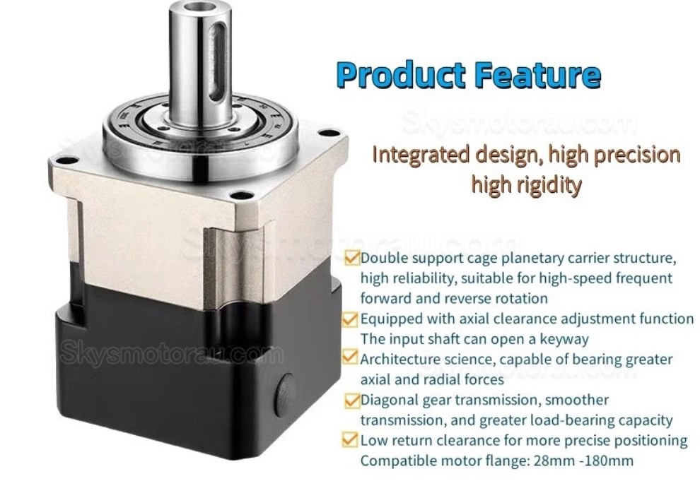 PLG090 Helical Planetary Gearbox Ratio 3:1 - 100:1 NEMA 34 Stepper Motor / 80mm 90mm Servo Motor 750W 1kW