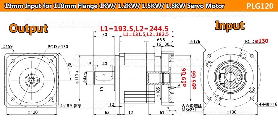 PLG120 Series Helical Planetary Gearbox Ratio 3:1 - 100:1 for Nema42 /Nema 52 Svero Motor