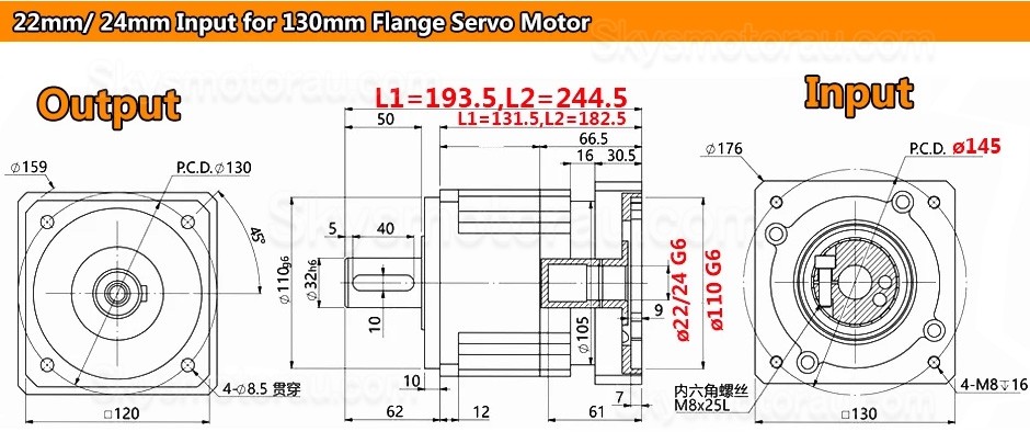 PLG120 Series Helical Planetary Gearbox Ratio 3:1 - 100:1 for Nema42 /Nema 52 Svero Motor