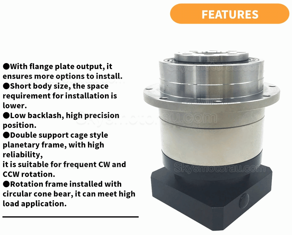 PLX060 Series Flange Plate Output Helical Planetary Gearbox for Nema23 Stepper Motor / Nema24 Servo Motor