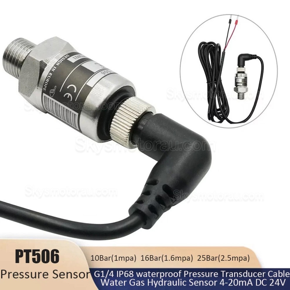 24V IP68 G1/4 PT506 Pressure Transmitter Connector /Pressure Transducer for Water Gas Hydraulic (with 2m Cable)