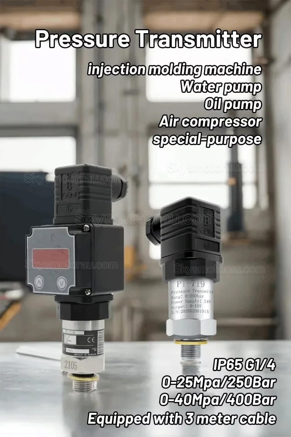 Industry Pressure Sensor PT-719 Hydraulic Pressure Transmitter 0-10V 4-20mA IP65 (without Cable)