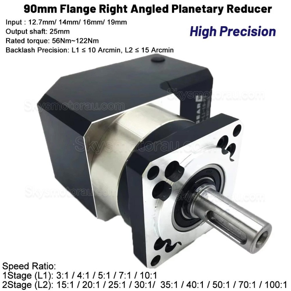 PVF090 Series Nema34 90 Degree Planetary Gearbox Ratio 3:1 - 100:1 for Nema34 Stepper Motor / 90mm Servo Motor