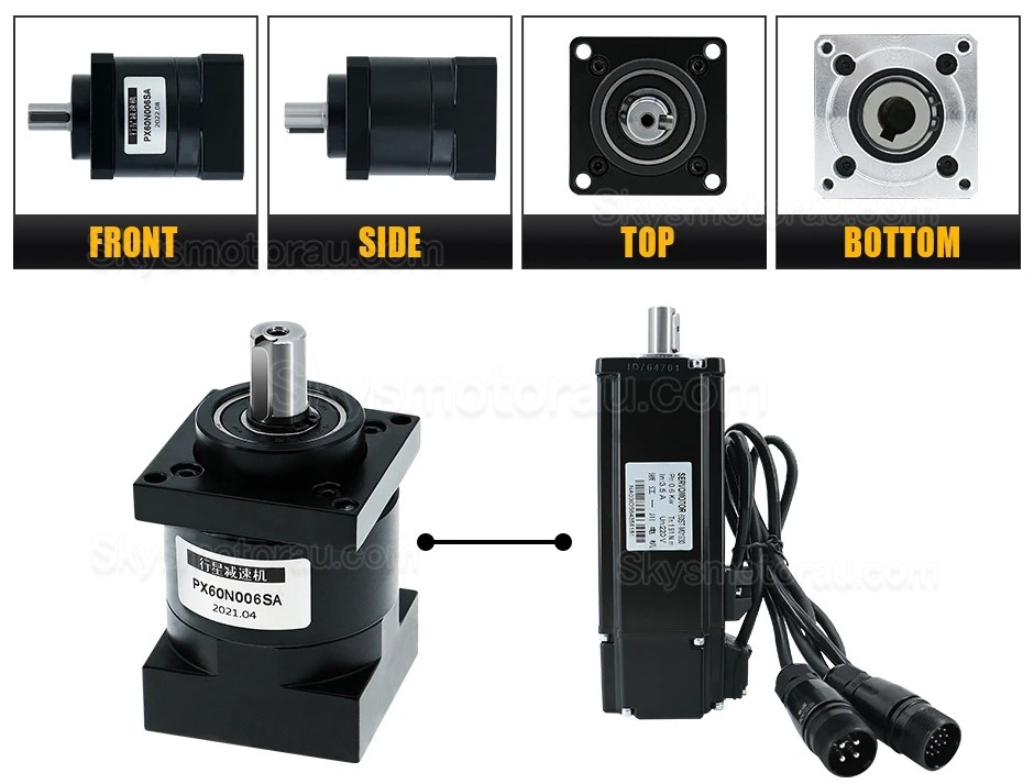 PX60 Series Nema 24 Planetary Gearbox Ratio 3:1 - 216:1 Input Shaft 14mm Output Shaft: 14mm