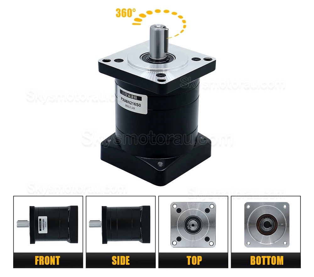 PX86 Series Nema 34 Planetary Gearbox Ratio 3:1 - 216:1 Input Shaft 14mm Output Shaft: 16mm