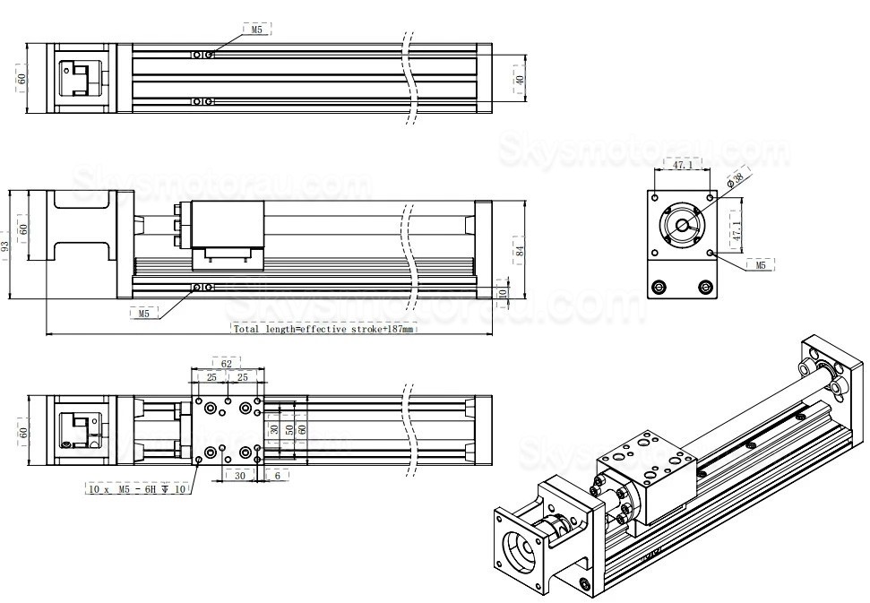 Linear Actuator Controller Kit DXG-YR60 Screw Linear Slide Rail with Nema 23 Closed Loop Stepper Motor & Driver Kit