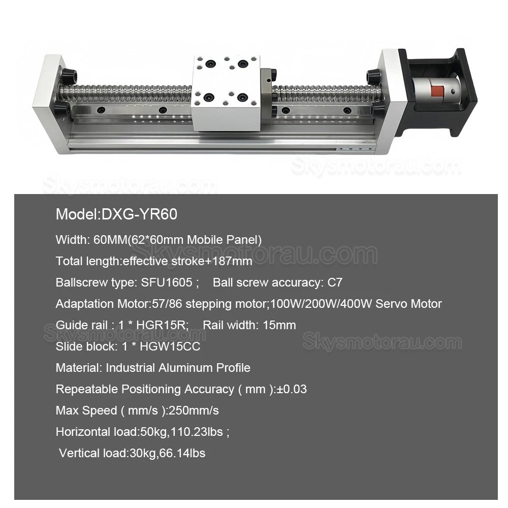 Linear Actuator Controller Kit DXG-YR60 Screw Linear Slide Rail with Nema 23 Closed Loop Stepper Motor & Driver Kit