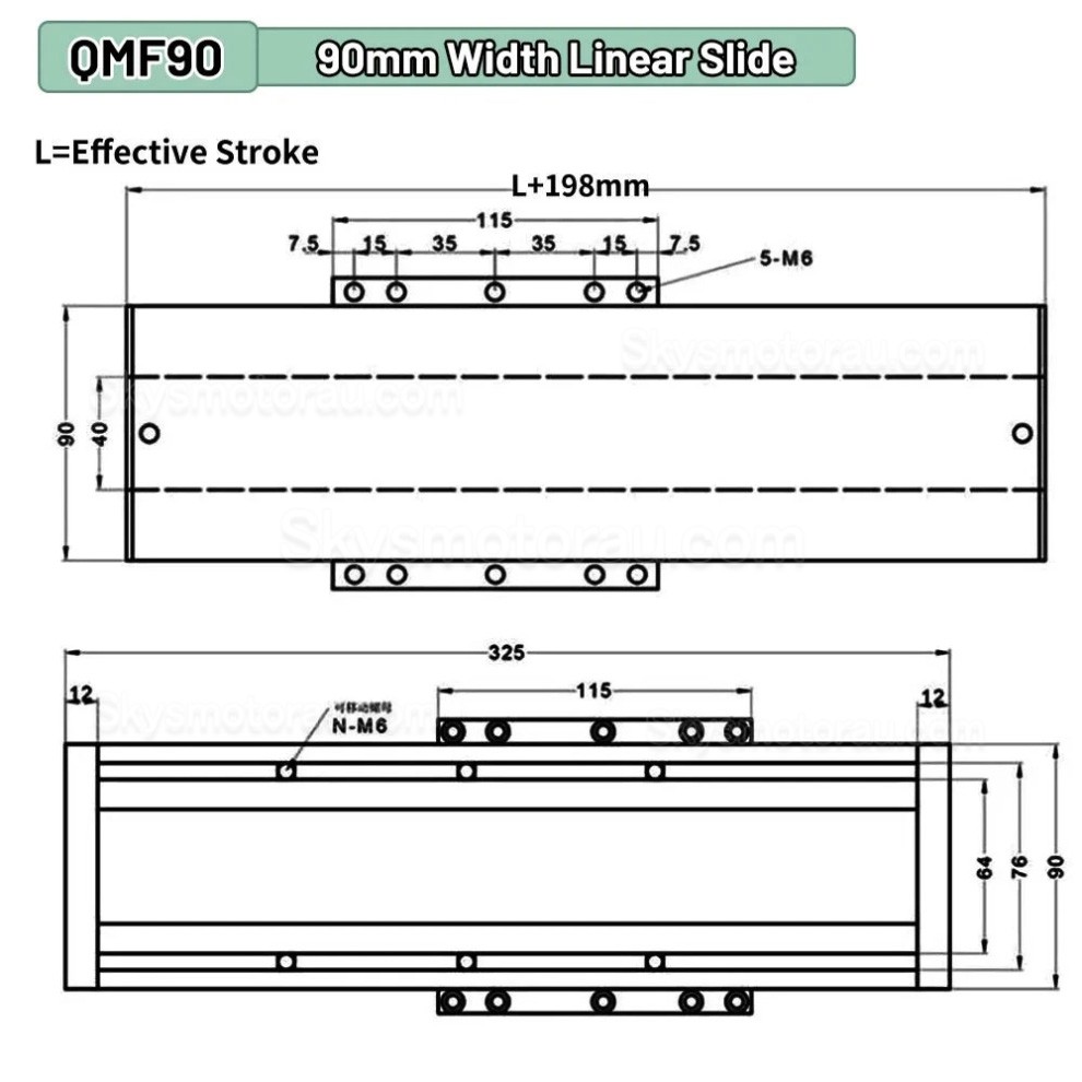 Manual Linear Slides Actuator QMF90 Fully Sealed Manual Ballscrew Slide with Handwheel