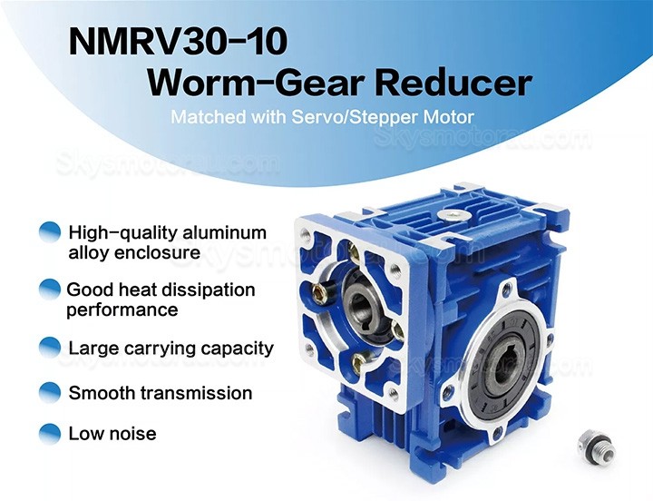 NMRV030 Worm Worm Drive Gearbox Ratio 10:1 15:1 20:1 25:1 30:1 40:1 for Nema23 Stepper Motor / Servo Motor