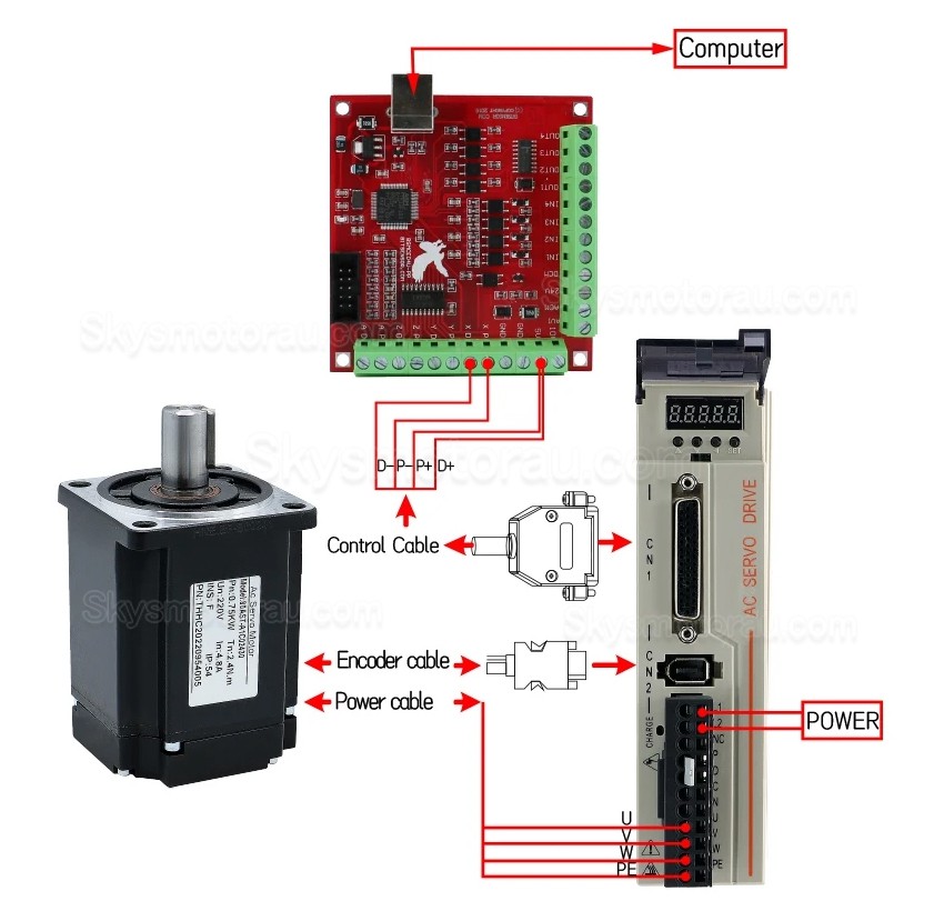 400W/600W/750W/1000W AC Servo Motor & Driver Kit 1.27Nm-3.8Nm 110V / 220V For CNC And PLC Systems