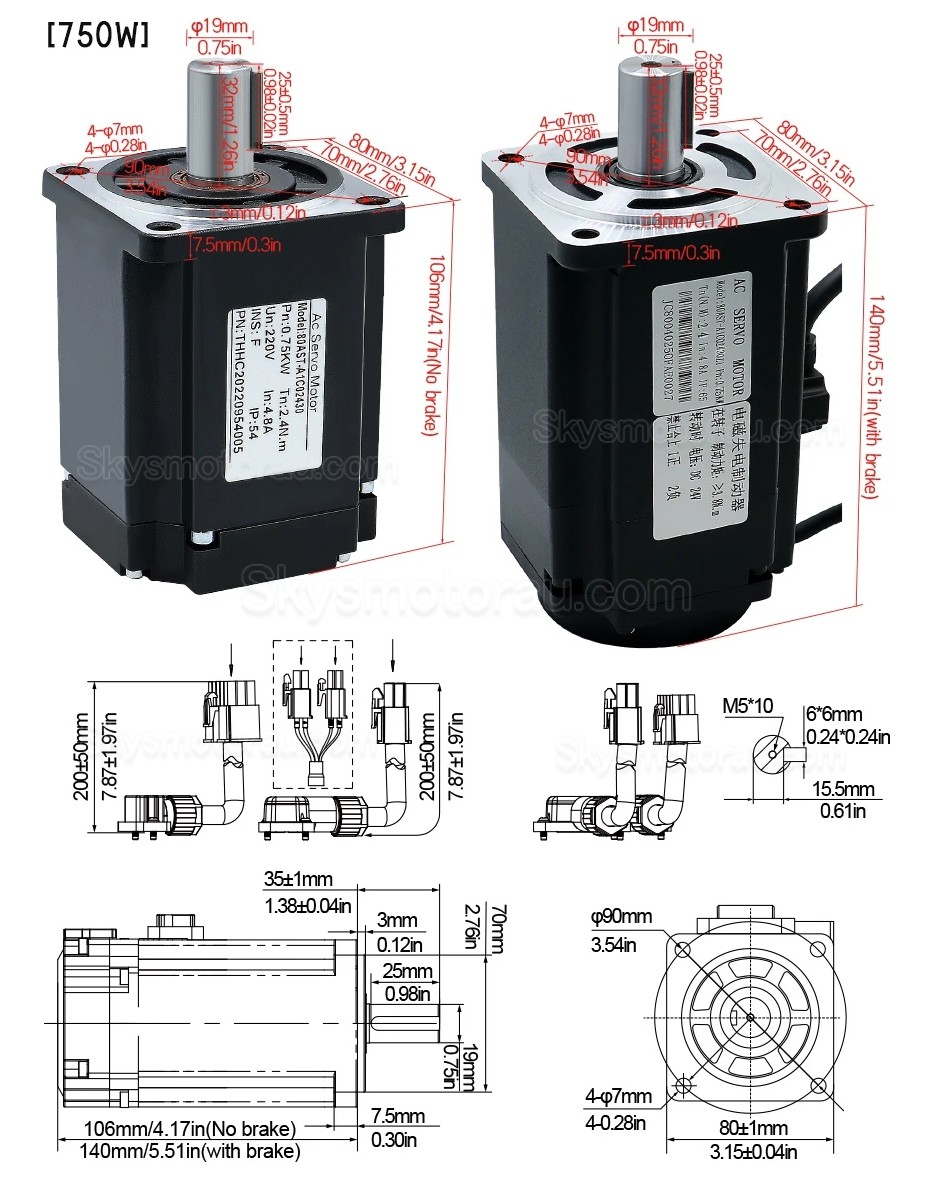 400W/600W/750W/1000W AC Servo Motor & Driver Kit 1.27Nm-3.8Nm 110V / 220V For CNC And PLC Systems