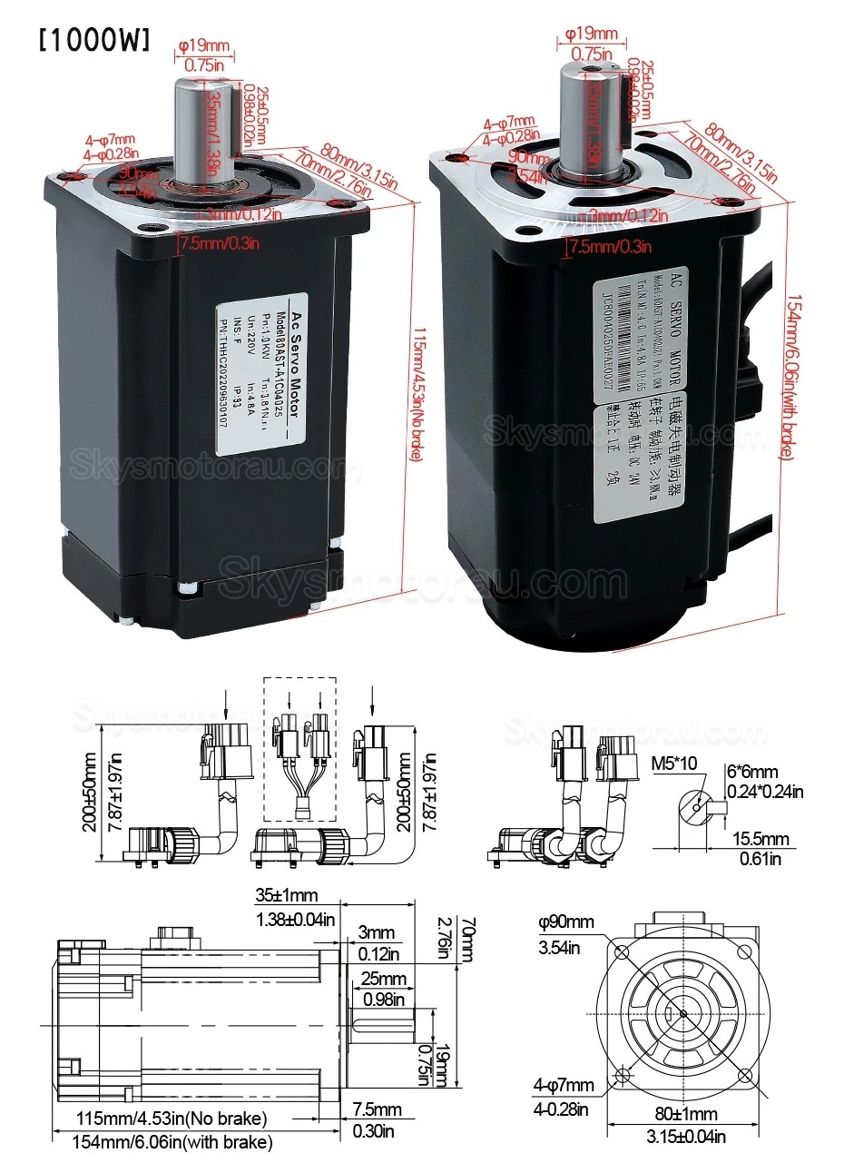 400W/600W/750W/1000W AC Servo Motor & Driver Kit 1.27Nm-3.8Nm 110V / 220V For CNC And PLC Systems