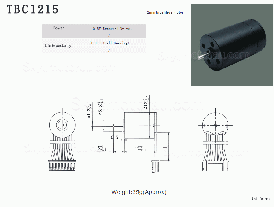 20Pcs 5/7.4V &Phi;12mm Brushless Coreless DC Motor TBC1215 4g.cm 0.8W Shaft Diameter 1.2mm