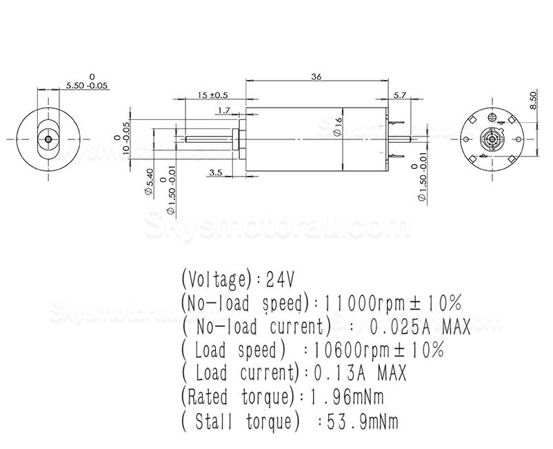 20Pcs 24V &Phi;16mm DC Coreless Brushed Motor TDC1636 1.96mN.m 2W Shaft 1.5mm