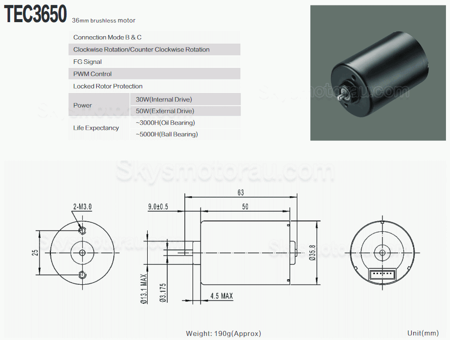 20Pcs TTMotor TEC3650 &Phi;35.8mm 12V/24V 3 Phase Brushless DC Motor BLDC Motor 200g.cm 5300RPM/3400RPM
