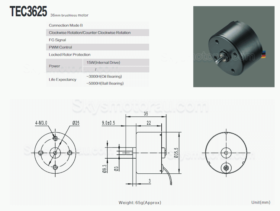 20Pcs TTMotor TEC3625 &Phi;35.5mm 12V/24V 3 Phase High Torque Brushless DC Motor 550g.cm 3600RPM Shaft 3mm