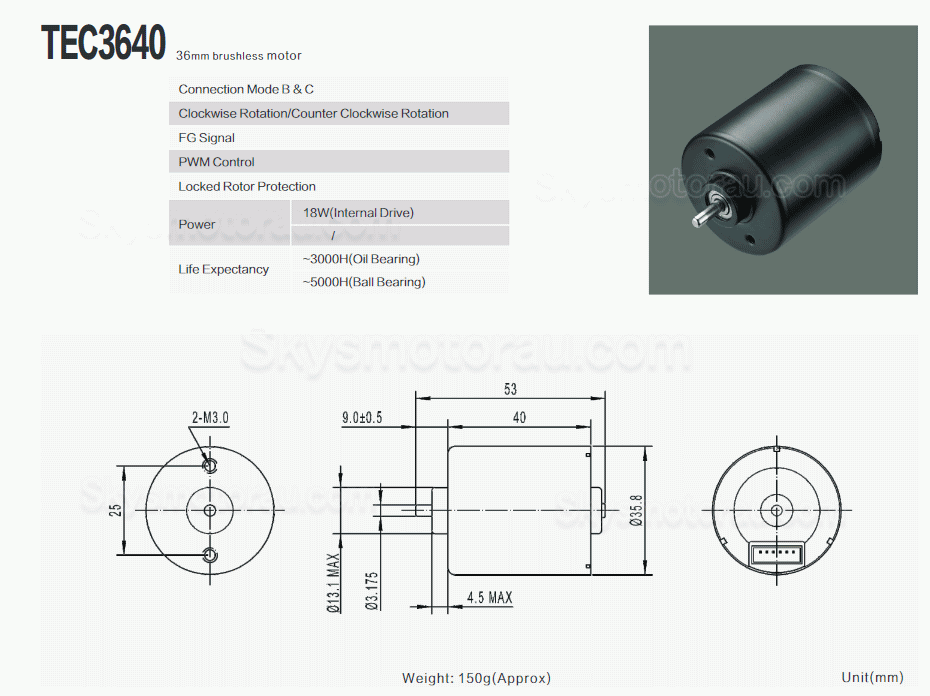 20Pcs TTMotor TEC3640 &Phi;36mm 12V/24V 3 Phase Brushless DC Motor BLDC Motor 550g.cm 5600RPM/3200RPM