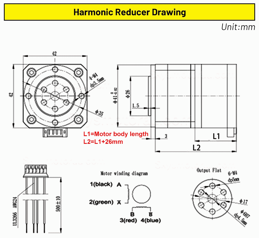 Neme 17 Harmonic Stepper Motor 42HS4015A4D5 with 30:1 Harmonic Gearbox + TB6600 Stepper Driver