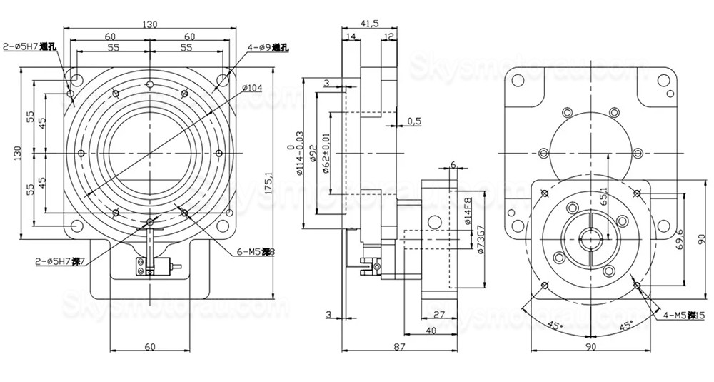 ZCT130-10/ZCT130-18 Hollow Rotary Tables 10:1 18:1 for 60mm 400W AC Servo Motor / 34 Nema Stepper Motor