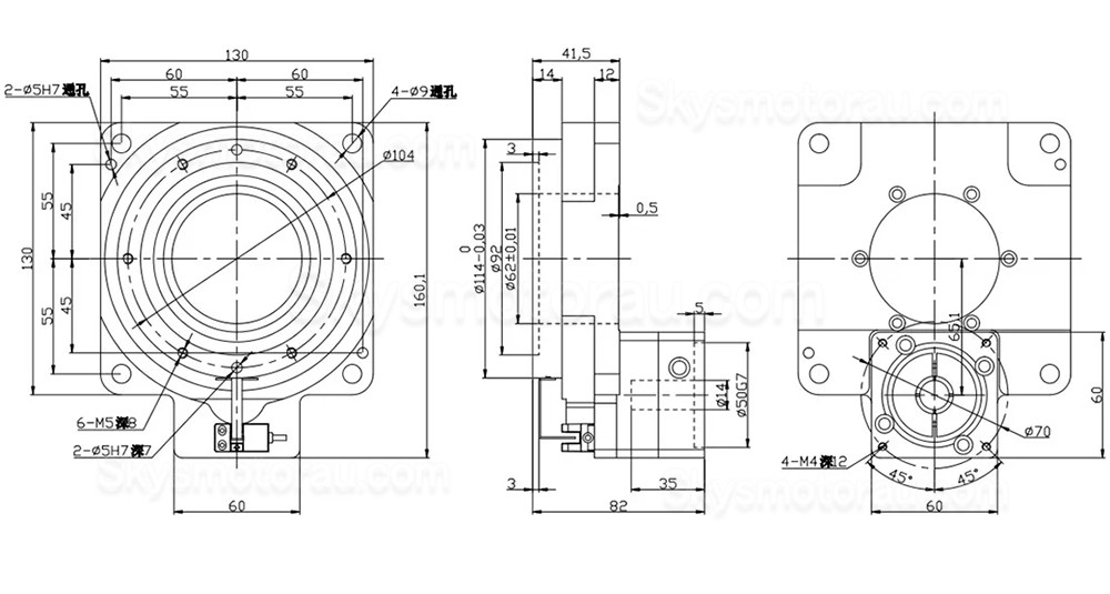ZCT130-10/ZCT130-18 10:1 18:1 Hollow Rotary Acturator Input Shaft 14mm for 60mm 400W AC Servo Motor/ Stepper Motor