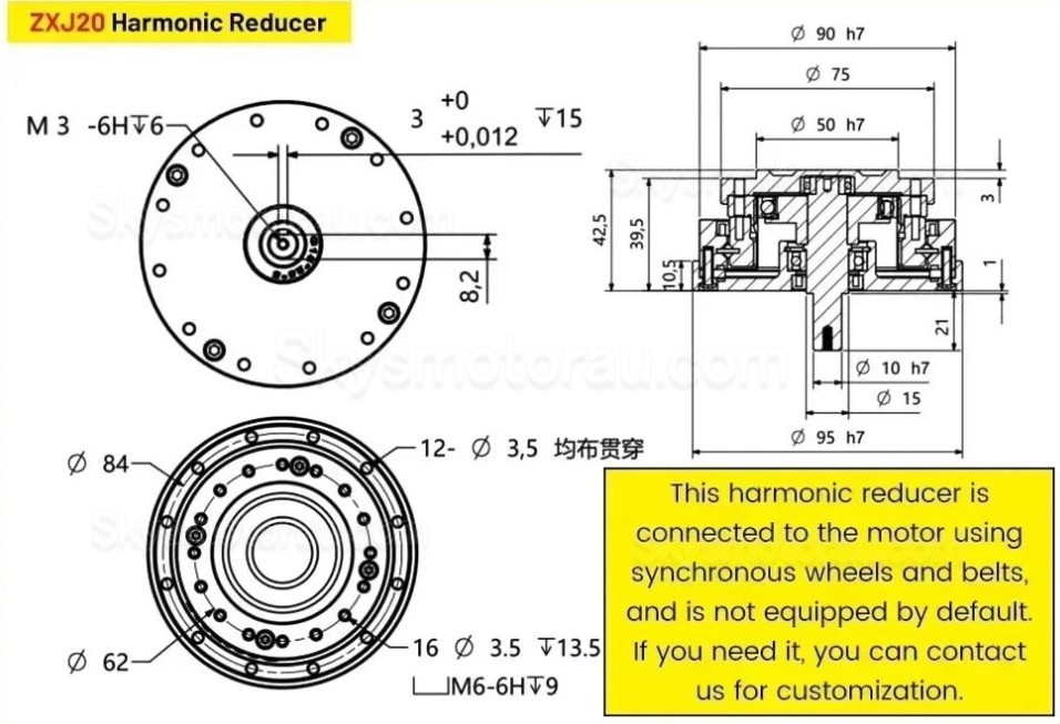 ZXJ Series 30:1/50:1/80:1/100:1 Harmonic Gearbox 30 Arcsec