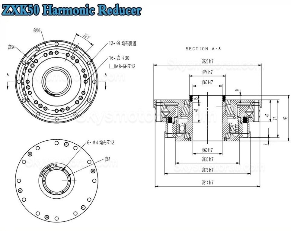 ZXK Series 30:1/50:1/80:1/100:1/120:1/160:1 Hollow Type Harmonic Reducer Gearbox