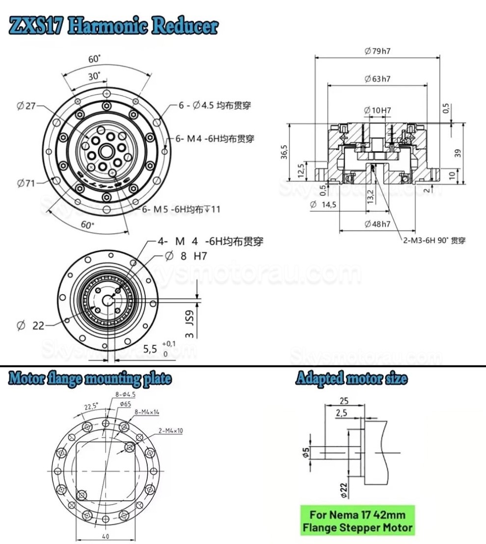 ZXS Series 30:1/50:1/80:1/100:1/120:1 Harmonic Reducer Gearbox 30 Arcsec Cup Type