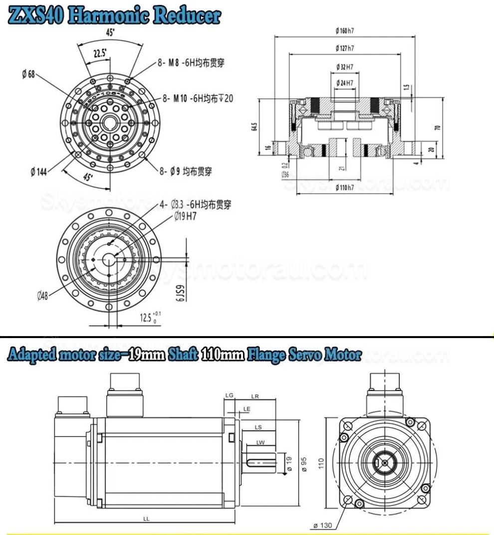 ZXS Series 30:1/50:1/80:1/100:1/120:1 Harmonic Reducer Gearbox 30 Arcsec Cup Type