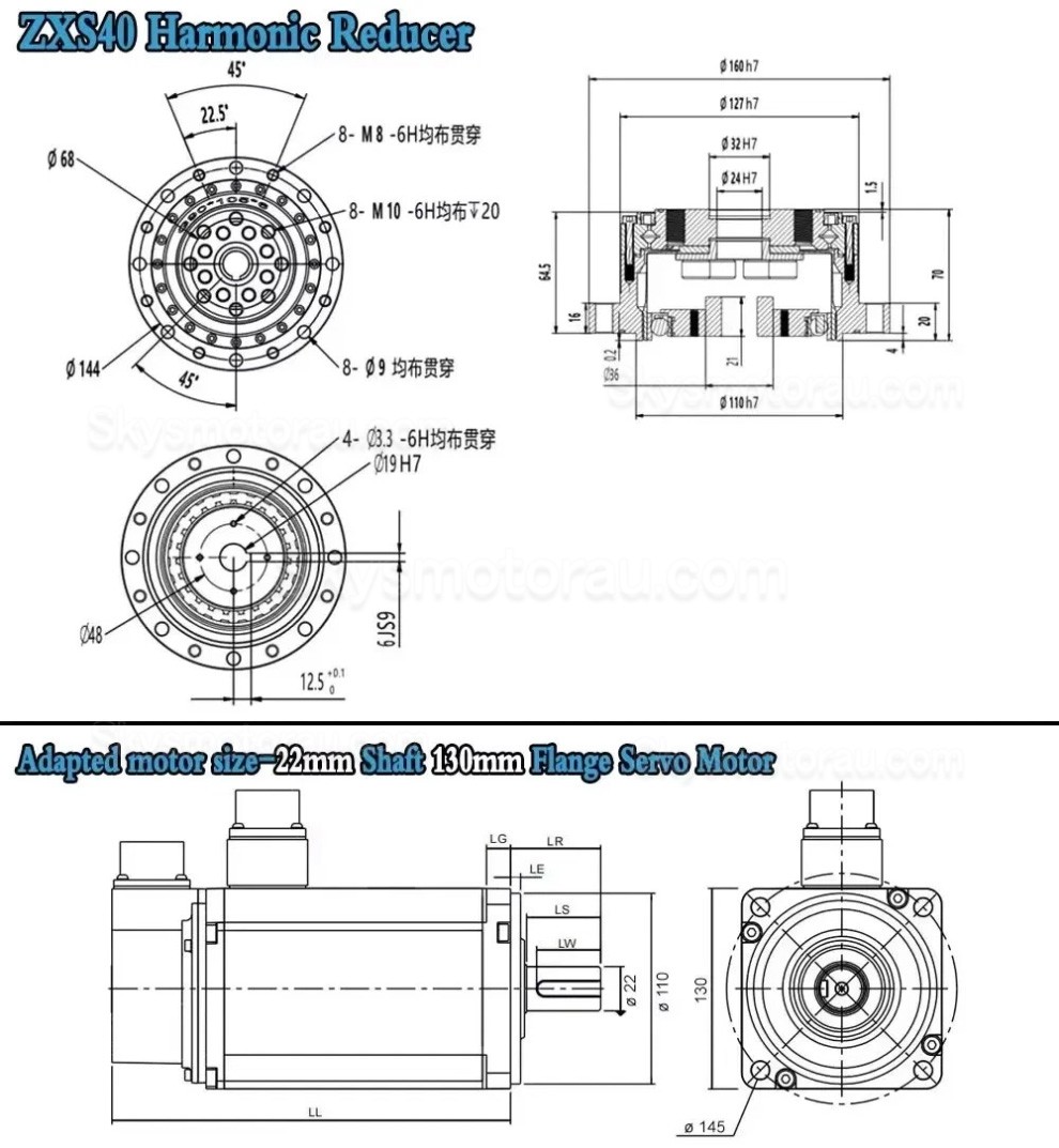 ZXS Series 30:1/50:1/80:1/100:1/120:1 Harmonic Reducer Gearbox 30 Arcsec Cup Type
