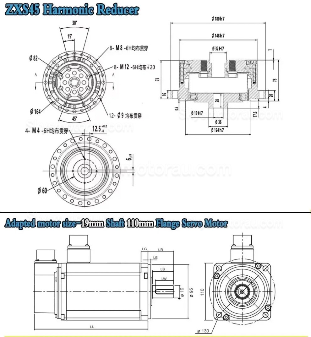 ZXS Series 30:1/50:1/80:1/100:1/120:1 Harmonic Reducer Gearbox 30 Arcsec Cup Type