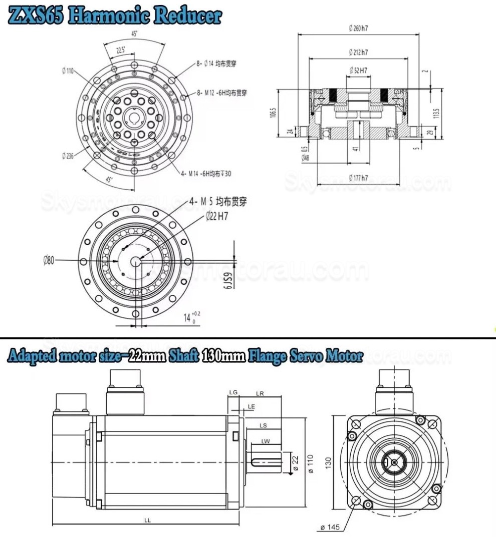 ZXS Series 30:1/50:1/80:1/100:1/120:1 Harmonic Reducer Gearbox 30 Arcsec Cup Type