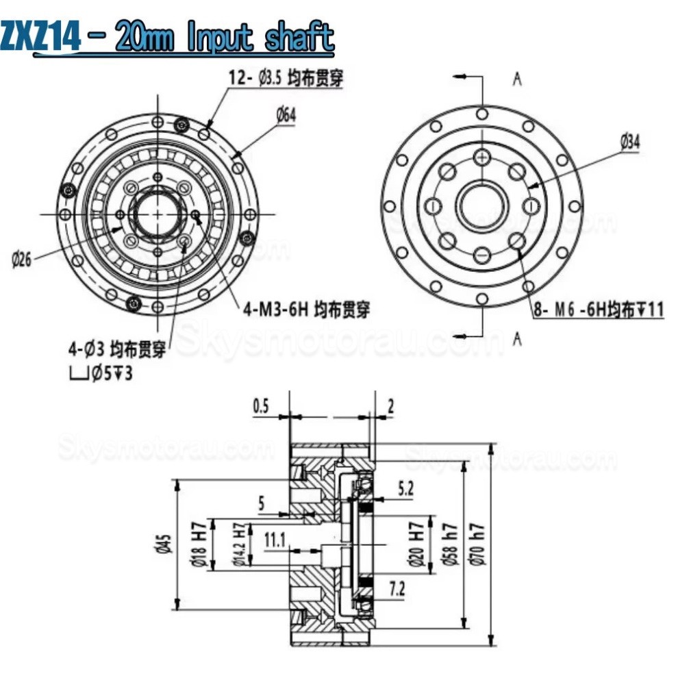 ZXD/ZXZ Series 30:1/50:1/80:1//100:1 Mini Harmonic Drive 20 Arc-sec