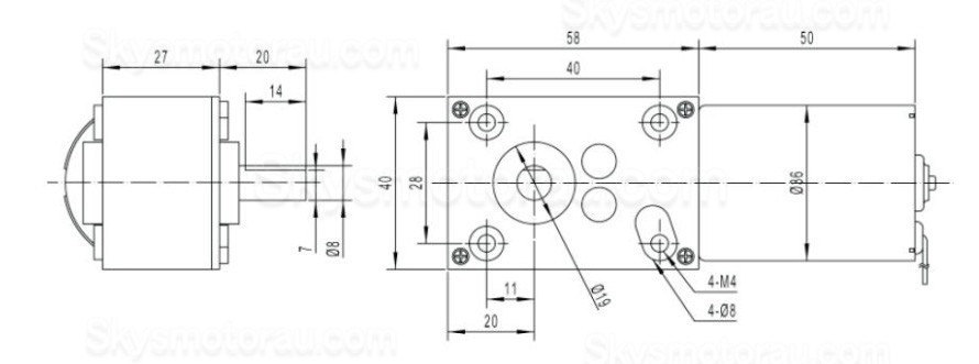 15Pcs 12V/24V Permanent Magnet DC Worm Gear Motor TWG4058-TEC3650 7W/10.9W Shaft 6mm With Worm Gearbox